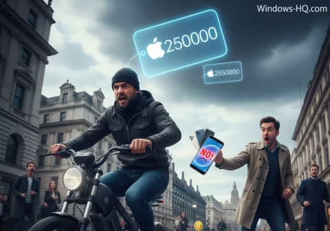 Man on a bicycle and two men in a city street with glowing prices floating above them.