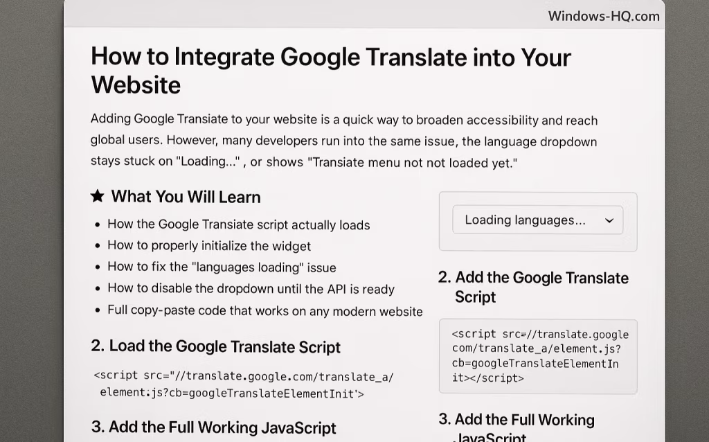 How to Integrate Google Translate into Your Website (With Full Loading-Fix Code)