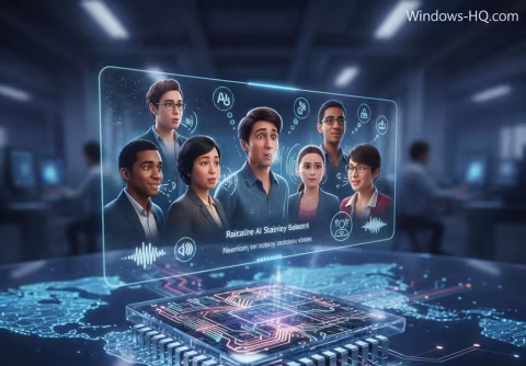 A digital interface displaying several diverse people and circuit board schematics.