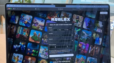 Screenshot of the Roblox website login and sign-up page interface on a computer screen.