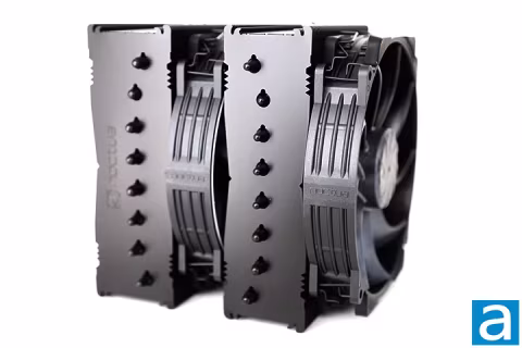 A collection of CPU coolers, showing various fin stacks and heatsink components.