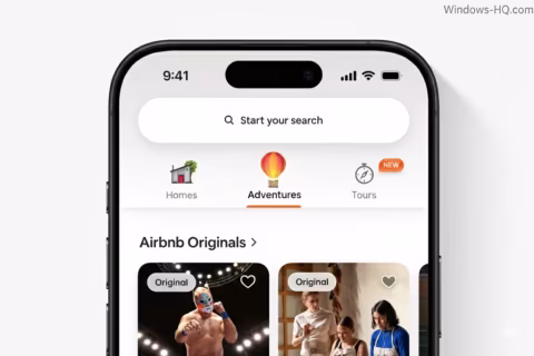 Smartphone screen showing the Airbnb mobile app interface with various search options and listings.