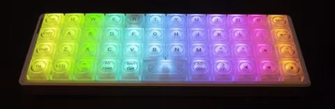 A mechanical keyboard with a colorful, backlit keycap array.