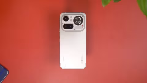 Top-down view of a rectangular, white smartphone with a visible camera module.