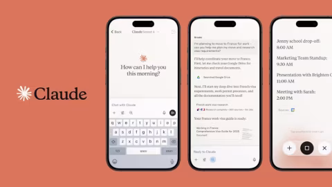 Screenshot of the Claude AI interface displaying text conversation and app features.