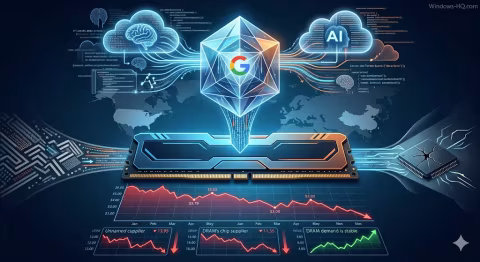 Digital graphic displaying CPU and RAM components with fluctuating market data charts.