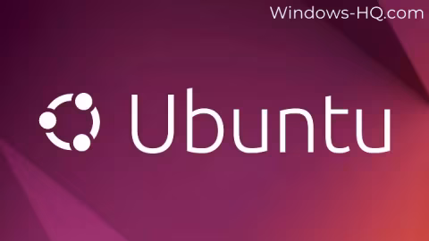 White text and logo on a dark reddish background displaying the name Ubuntu.