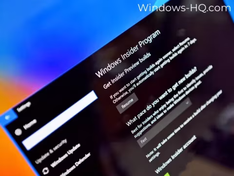 Screen capture showing the Windows Insider Program signup page on a Windows interface.