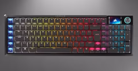 Mechanical computer keyboard featuring a full QWERTY layout and a dedicated numeric keypad.